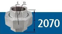 UNIÃO COM ASSENTO CÔNICO DE BRONZE GALVANIZADO NPT 300# TUPY 1.1/2"